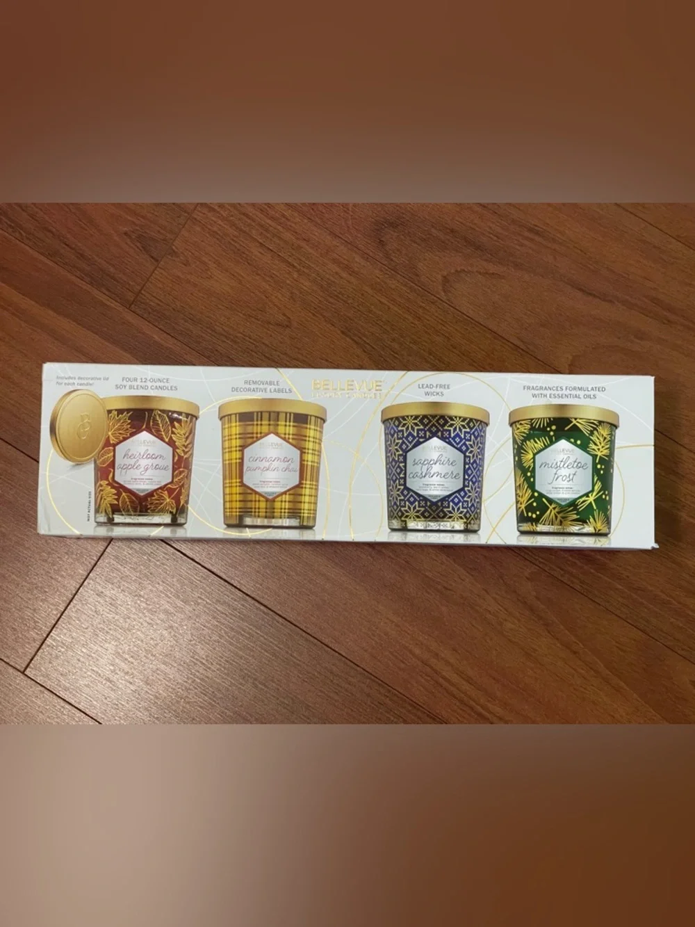 Bellevue Luxury Candles, 4 Soy Blend Candles 12 oz Each new